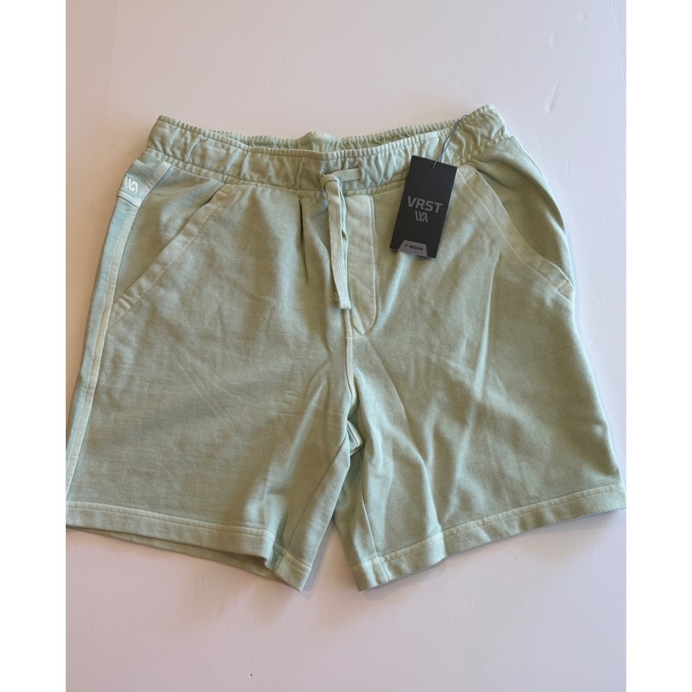 VRST Washed Twill Terry Simple Shorts Muted Mint Green 7" Inseam Mens Medium NWT